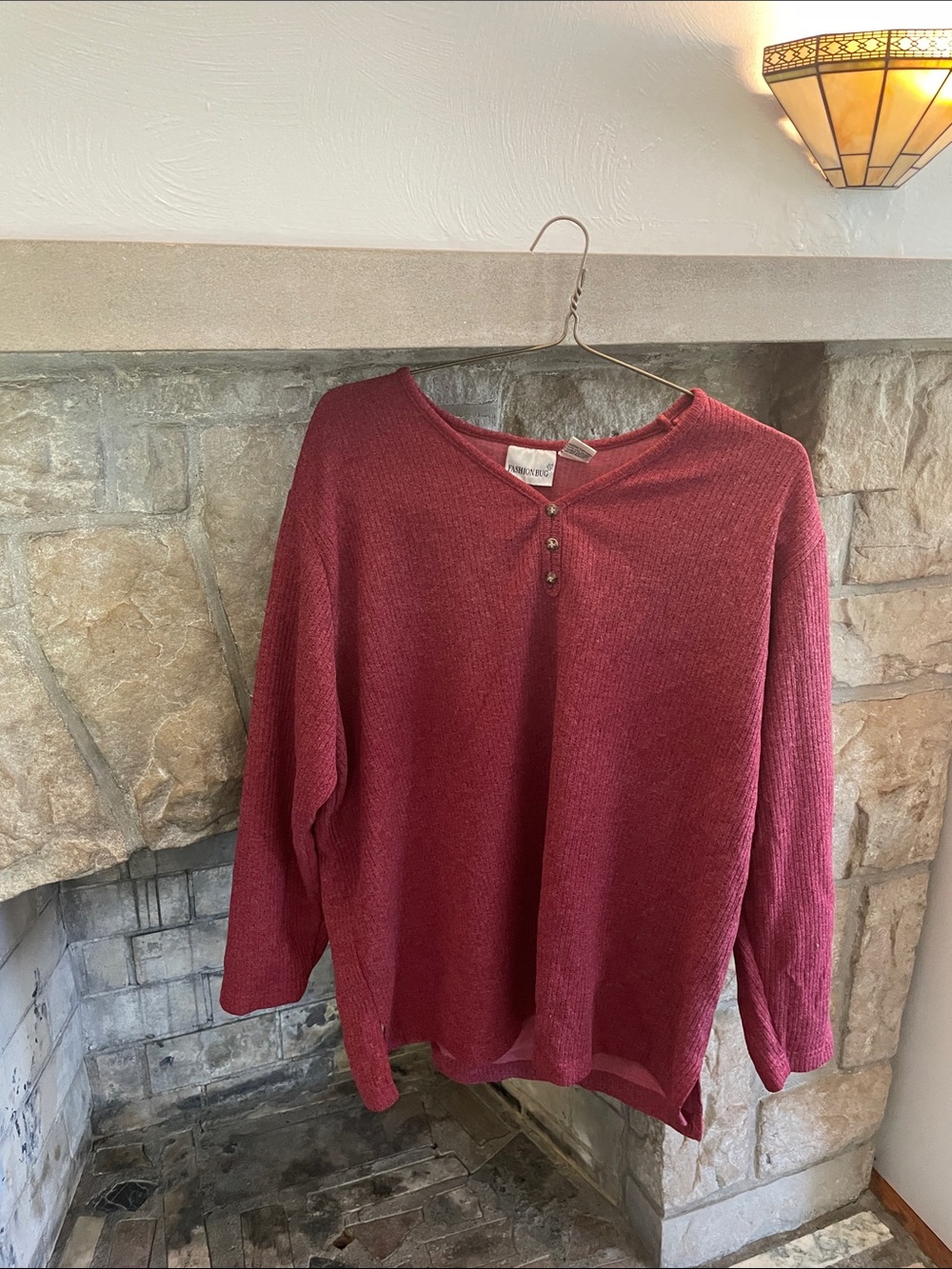 Cozy Burgundy Henley Knit Pullover